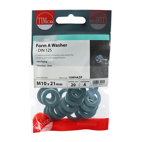 M10 Form A Washers (Pack of 20)Kellaway Building Supplies