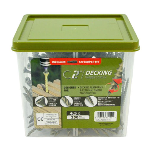 Picture of C2 4.5mm x 65mm Green TX20 Decking Screws (Box of 250)