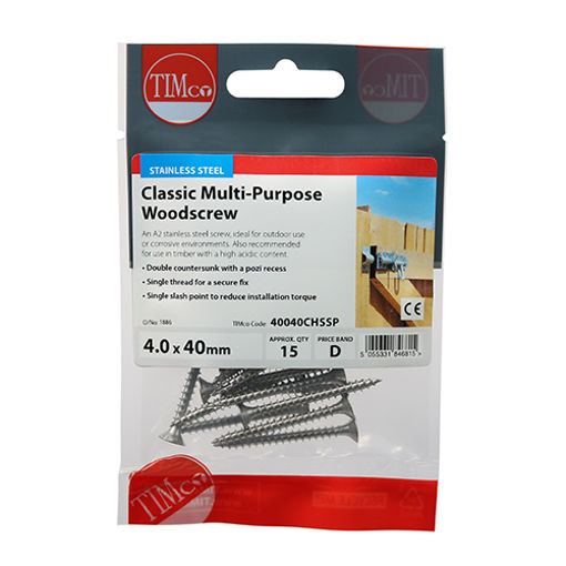 Picture of Classic 4.0mm x 40mm PZ2 Stainless Steel Screws (Pack of 15)