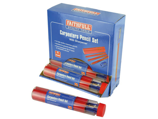 Picture of Faithfull Carpenters Pencils in a Tub with a Sharpener