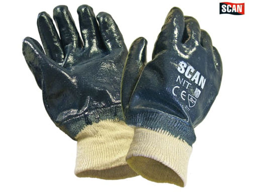Picture of Scan Heavy Duty Knitwrist Nitrile Gloves
