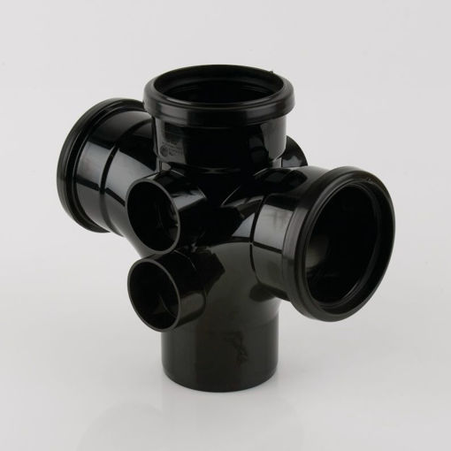 Picture of Brett Martin 110mm Black 92.5° Triple Socket Double Branch